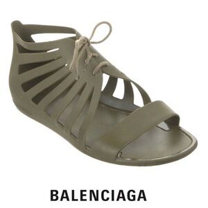 GIVENCHY Olive Green Gladiator Cutout Caged Style Lace-up Sleek Sandal Sz 40